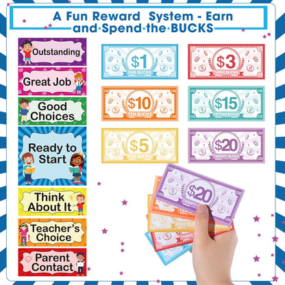 Pasimy 59 Pcs Student Behavior Clip Chart for Classroom Management Kids Track Reward Incentive Behavior Pocket Chart Boho Bulletin Board Teacher Supplies for School Office(Bright)