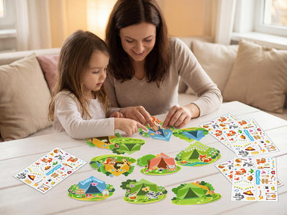 Moon Boat 30 Sets Camping Craft Sticker Kit - DIY Camp Bulk for Summer Classroom School VBS Activities Party Favor Supplies