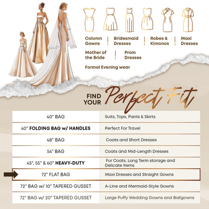 72" Long Dress Bags for Gowns - Wedding Dress Garment Bag for Dresses - Long Garment Bags for Hanging Clothes & Closet Storage - Durable Travel Bag for Women with ID Window