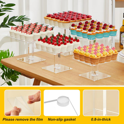 Ripeng 5 Tiered Dessert Table Display Set Buffet Riser Clear Acrylic Dessert Cupcake Stand Riser Bulk 5 Size Party Stand Food Treat Cookie Platter Pastry Serving Tray(8, 8.5, 9, 9.5, 10 Inch)