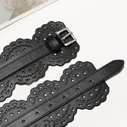 XZQTIVE Wide Leather Belts For Women Obi Belt For Dresses Sweater Vintage Ladies Waist Belts Black