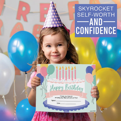 Happy Birthday Certificates for Students - 25 Student Birthday Certificates for Kids Classroom Must Haves, Teacher Supplies for Classroom Elementary, Pastel Teacher Essentials