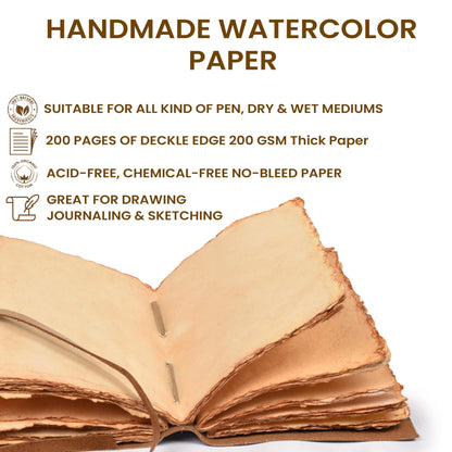 LEATHER VILLAGE Tree of Life Journal - 8 X 6 (A5) inches - Rustic Brown - 200 Antique Deckle Edge Handmade Paper – Book of Shadows - Vintage Leather Bound Journal for Women & Men
