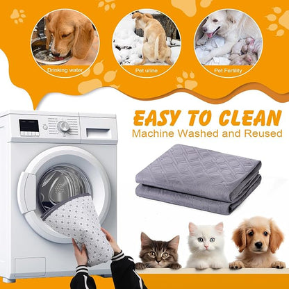 24x18 in Washable Pee Pads for Dogs,2 Pack Reusable Puppy Pads,Waterproof Non-Slip Pet Pee Pads ,4 Layer Design Pet Training Pads for Dogs, Cats, Bunny(Grey