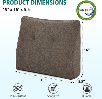 TANYOO Back Support Pillow for Recliner Soft Dual Layer Lumbar Support Pillow with Shredded Memory Foam Ergonomic Orthopedic Couch Lumbar Cushions for Elderly Lower Back Pain Relief Brown