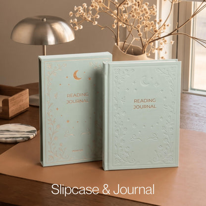 Reading Journal for Book Lovers – Linen Hardcover Book Journal with Slipcase, Reading Log & Review Pages (67 Books), Fantasy Aesthetic Cover, Sticker Sheets Included, Book Tracker Gift for Readers (Sage Green)