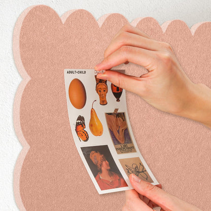 Lightomorrow Scalloped Bulletin Board, 24 x 18 Inches Felt Pin Board - Decorative Cork Alternative for Wall, Foldable Picture Self-Adhesive Vision Prayer Board with 20 Pushpins - Mauvey Pink