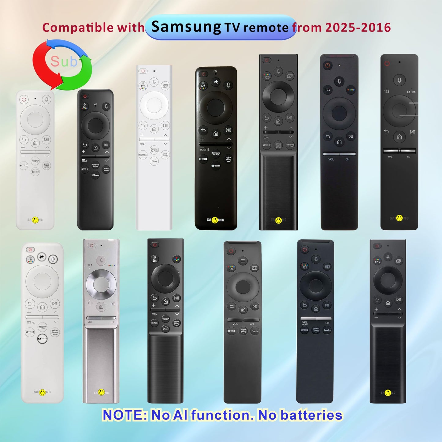 B Braince Smart Remote Compatible with Samsung Smart TV Remote Replacement 2025-2019, Voice Control remoto Samsung Smart tv, Mic, Bluetooth, Universal, Tizen OS, No Solar. 2-Year Warranty.