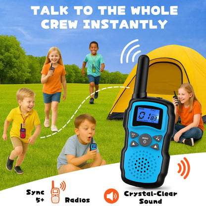 Wishouse Walkie Talkies for Kids Adults Rechargeable 4 Sets with 2 USB Chargers|4X3000mAh Batteries|Lanyards|Family Walky Talky Long Range for Hiking Camping|Xmas Birthday Gift|Boys Girls Present