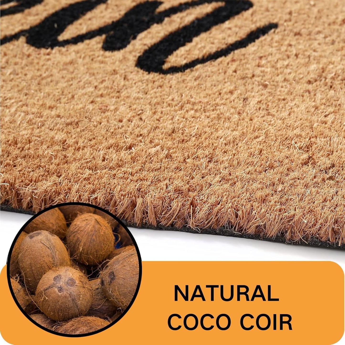 Fallovea Halloween Welcome Door Mat Combo Set, Skeletal Hand Coco Coir Doormat -28" x 43" Black and White Striped Rug, Autumn Front Porch Entryway Decor Floor Mat