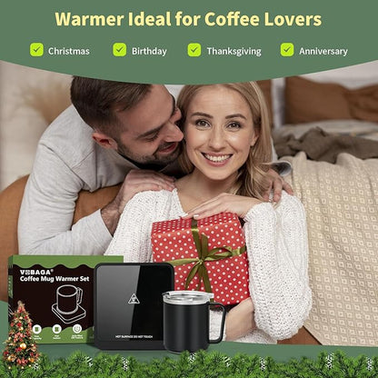VOBAGA Mug Warmer with 15oz Mug Set, Smart Coffee Mug Warmer for Desk with 5 Temp Settings & 2-12H Auto Shut Off, Coffee Warmer for Candles, Coffee, Cocoa, Milk, Best Coffee Gifts for Men Women