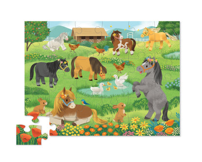 Crocodile Creek Jigsaw Puzzle, 36 Piece for Kids 3 Years and Up, Heavy-Duty Shaped Box for Storage, Finished Puzzle Size 18 x 24 inches, Pretty Ponies