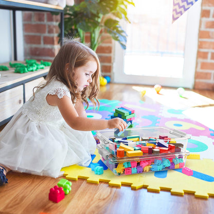 Vtopmart 6 Qt Plastic Storage Bins with Lids, Clear Sensory Bins, Arts Crafts Organizers and Storage, Stackable Containers for Home Office and School Supplies, 4 Pack, Grey