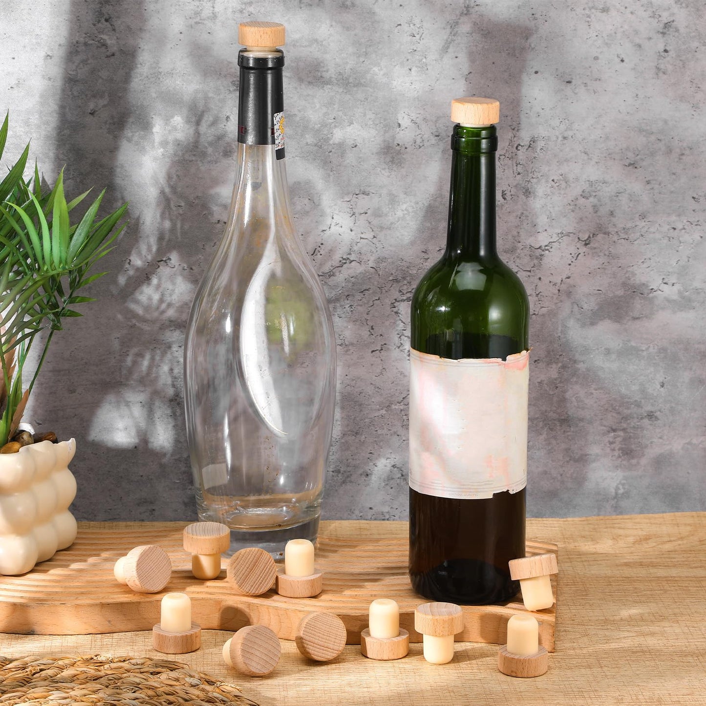 100Pcs Wine Corks T Cork Plugs for Wine Cork Stopper Reusable Corks Wooden and Rubber Stopper