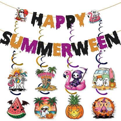 Happy Summerween Banner, Summer Halloween Party Decorations, Halloween In Summer Decor, Summerween Birthday Bachelorette Party Decorations