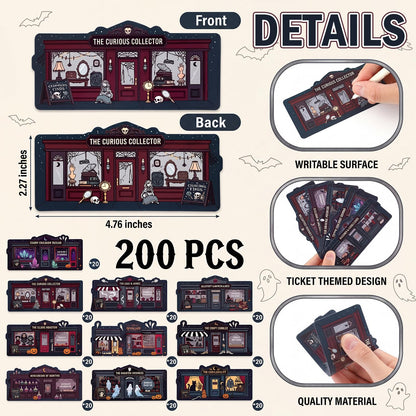 Gersoniel 200 Pcs Halloween Gothic Bookmarks Dark Retro Magic Spooky Haunted Shop Paper Bookmarks with Pumpkin Ghost Witchy for Book Lovers Dark Academia Reading Markers Halloween Party Favors Gifts