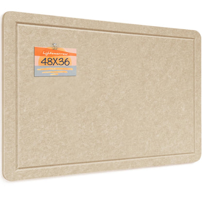 Lightomorrow Large Bulletin Board, 48 x 36 Inches Cork Board Alternative Decorative Felt Pin Board with Safe Removable Adhesives & 20 Push Pins for Home Office Classroom Walls-Khaki
