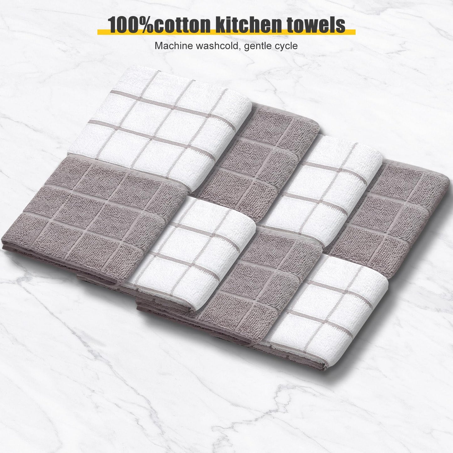 Oven Mitts Kitchen Towels Dishcloths with Pot Holders Sets 12PCS, Dish Towels Sets, Oven Gloves Pot Pads Heat Resistant 500 Degrees with Non-Slip Silicone Surface for Cooking Baking Grilling-Grey