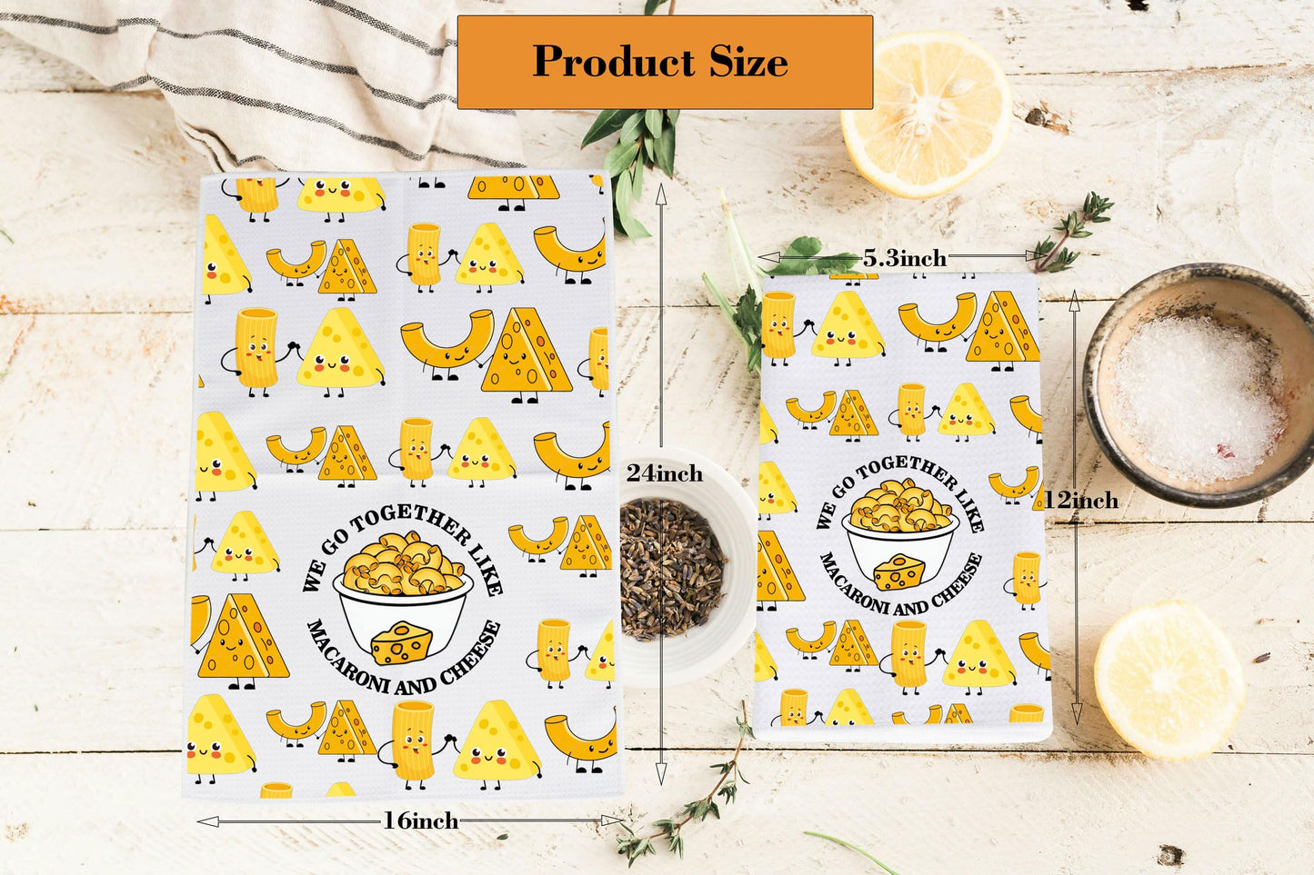 JNIAP Mac and Cheese Gift We Go Together Like Macaroni and Cheese Kitchen Towel Macaroni and Cheese Lover Gift (We Go Together)