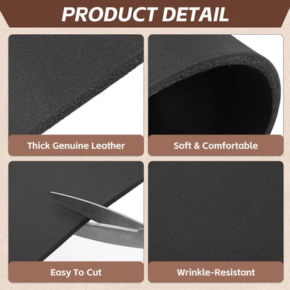 Rebower Genuine Leather Sheets, 12" x 12" Flat Full Grain Cowhide Leather for Crafts, 4-4.5mm Thick Vegetable Tanned Cowhide for DIY Belt Tooling Wallet Stamping Projects, Black