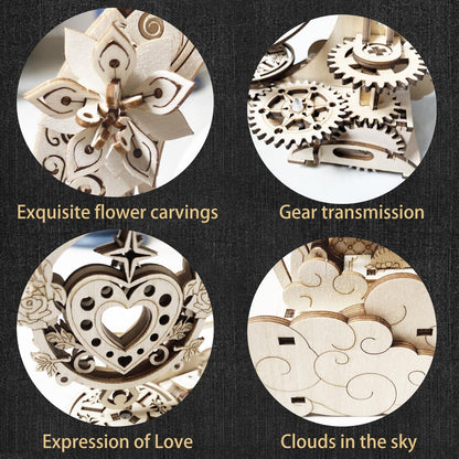 Wooden 3D Puzzle for Adults Mechanical Music Box Model Kits Wood DIY Crafts Kit Jigsaw Puzzle for Age 14+ Years Old