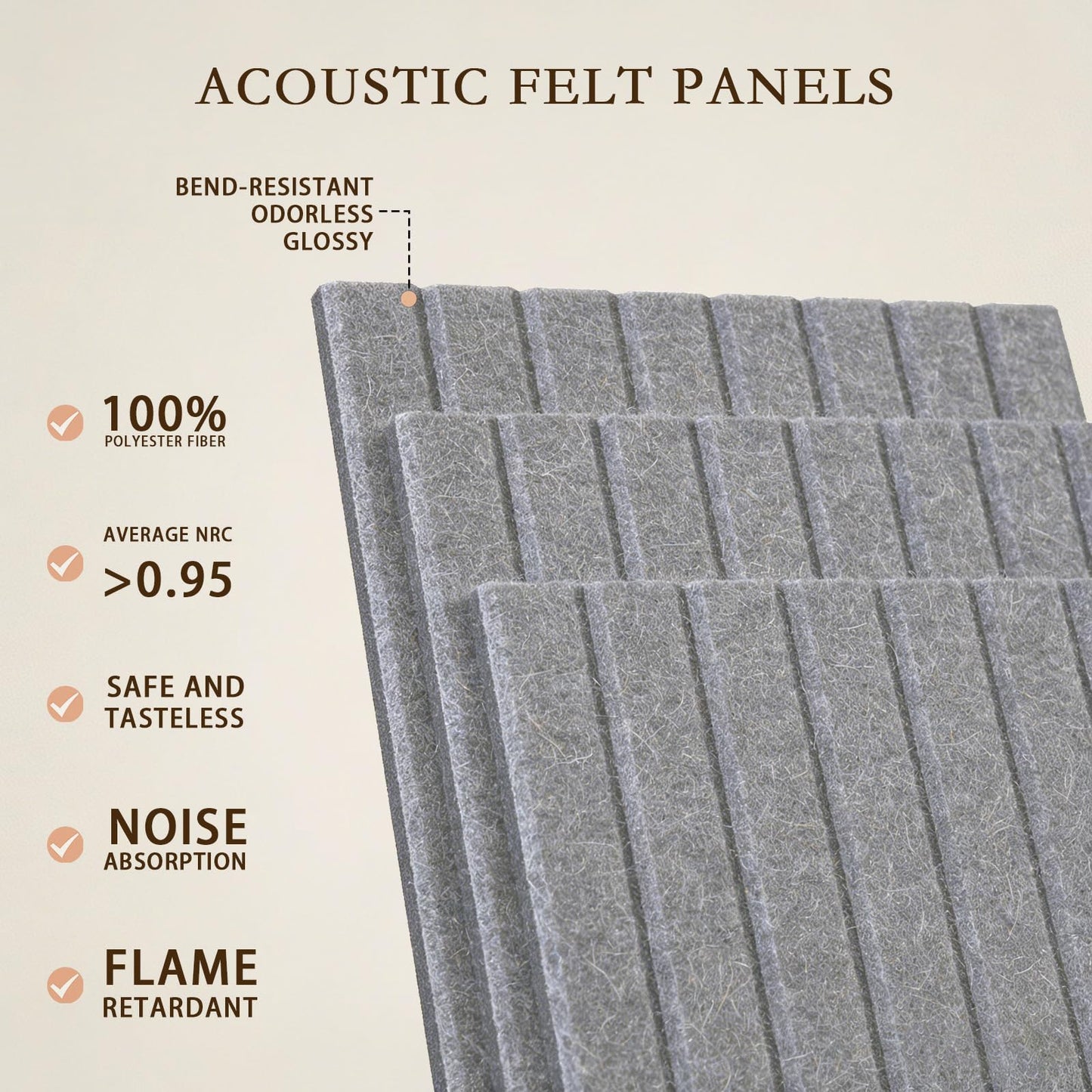 JBER Large Felt Bulletin Board 36" x 24" - 6 Pack Felt Wall Tiles, Cork Board Alternative to Use in Office & Home Decor, Classroom Decor, Vision Board to Display Your Photos(Light Gray)