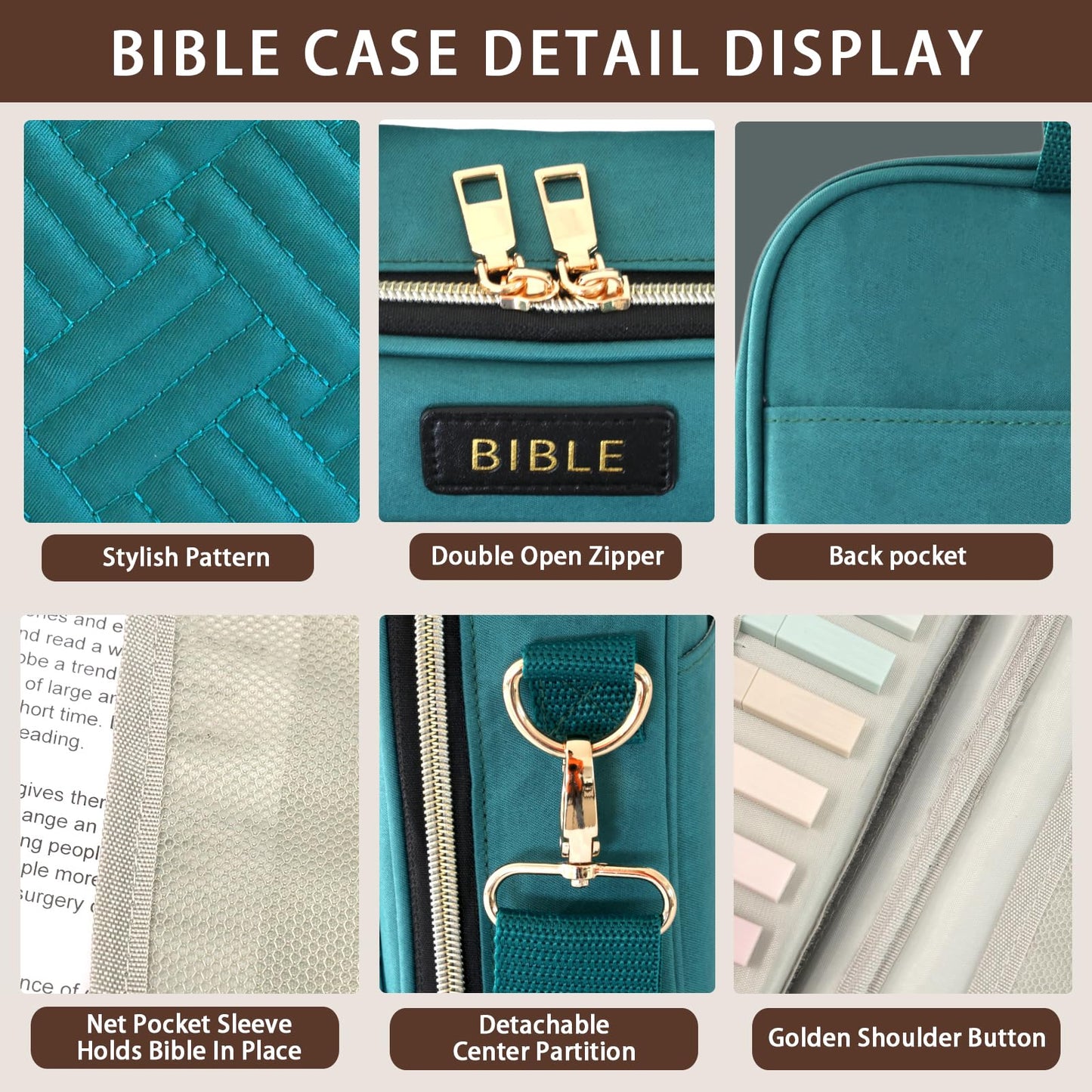 Bible Cover for Women Bible Case, Large Bible Bag, Bible Study Supplies Bible Journaling Kit Book Carrying Case with Bible Highlighters Tabs, Valentines Day Christian Gifts for Women (Green)