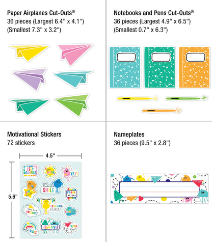 Carson Dellosa Happy Place 706PC Teacher Supplies, Calendar, Welcome Banner, Borders, Posters, Stickers, Name Labels for Kids and More Back to School Decorations for Bulletin Board and Classroom Decor