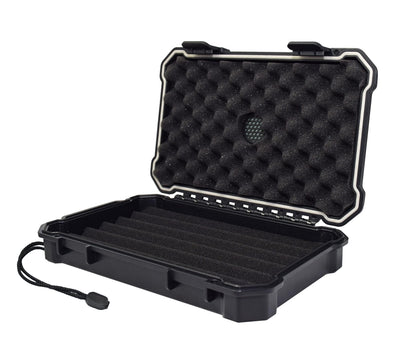 Travel Humidor Cigar Carrying Case - 5- Count- Waterproof, Crushproof, Airtight Seal, Durable Black Portable Case