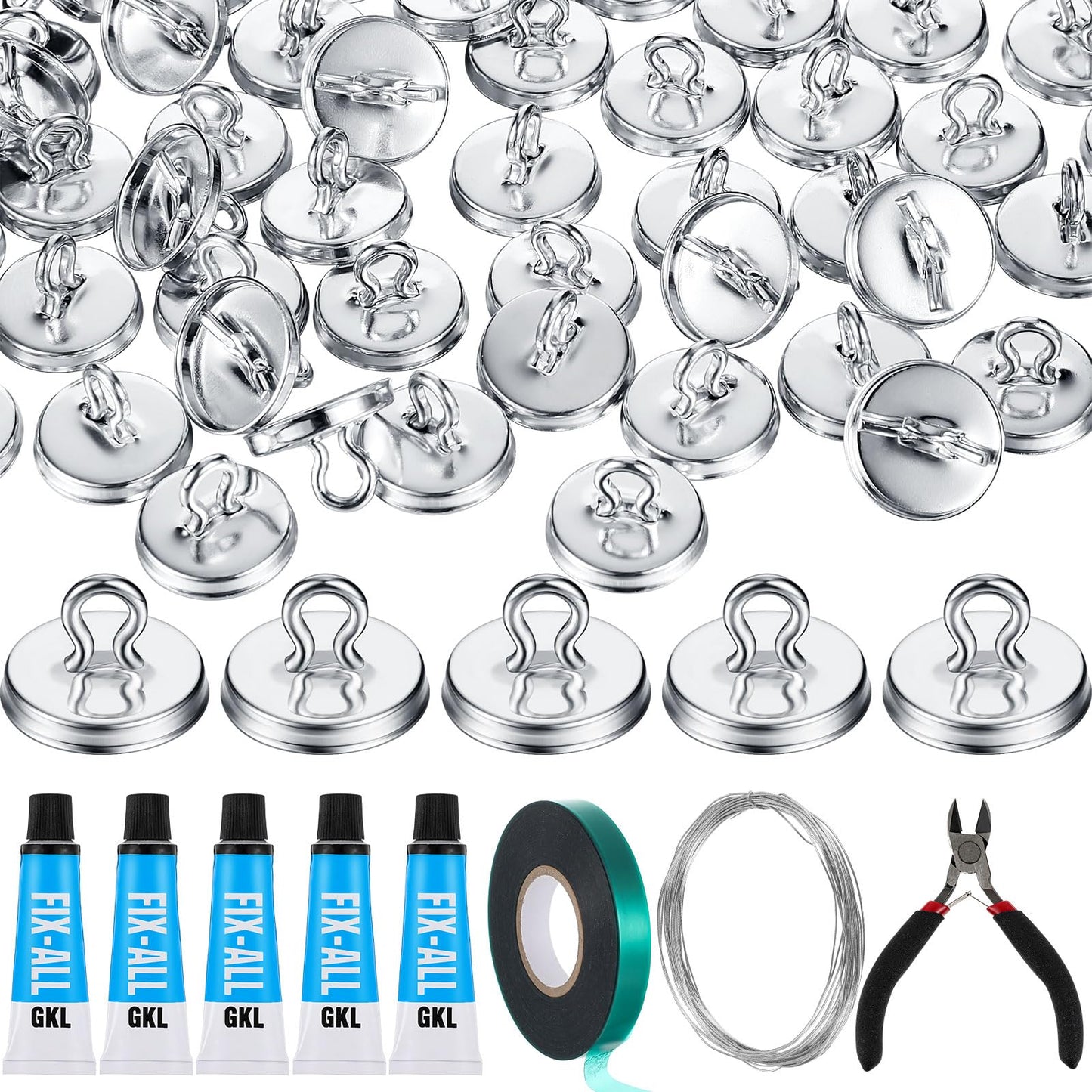 WILLBOND Plant Anchor Kit, 80 Pcs Vine Anchors 5 Pack Silicone Adhesive Sealant Garden Tie Tape Metal Wire Wire Cutters for Spring Trellis Vine and Stucco Brick Wall Climbing Plants Supplies(Silver)