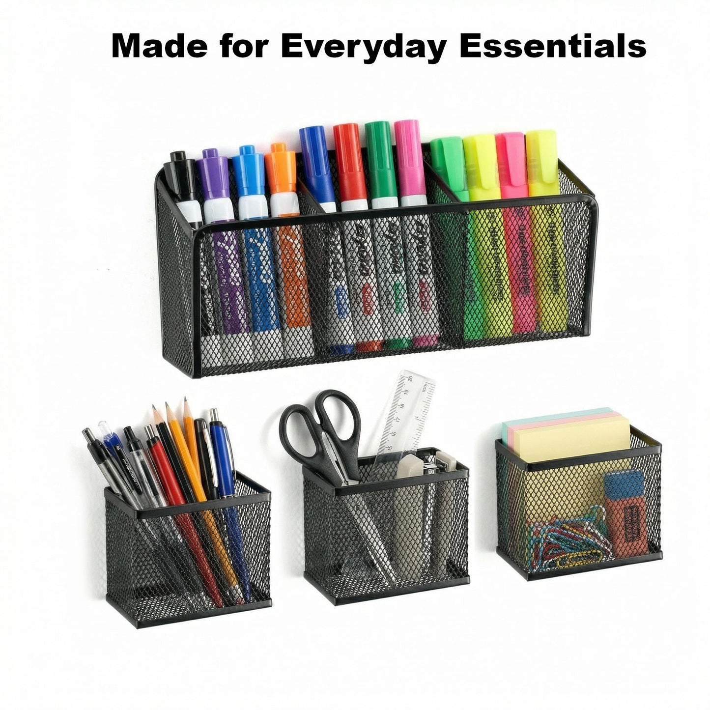 Neudeco Magnetic Pencil Holder, Black, Pack of 4