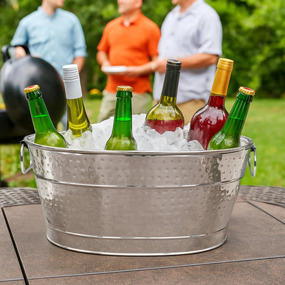 BREKX Stainless Steel Beverage Tub, 15 Quarts (4 Gallon), Rust-Proof, Oval, Multi-Use, Champagne Bucket for Mimosa Bar Supplies, Wine Cooler Bucket, Built for Years of Celebrations