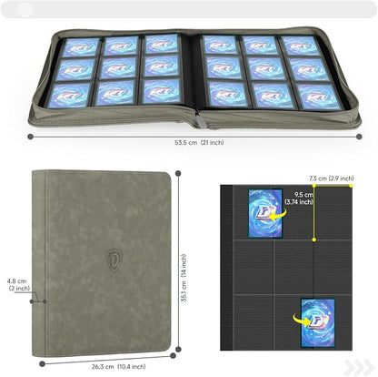 9 Pocket Card Binder,360 Pockets Trading Card Binder,Double Sided Pocket Collection Binder,Card Folder for MTG,TCG,Game Cards,Sport Cards,Grey