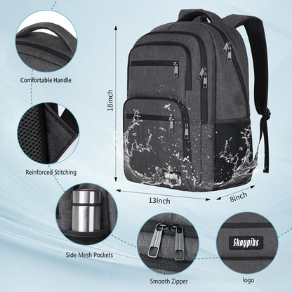 Skaypibs Backpck for Men Women School Backpack for Boys Teens 15.6 inch Laptop Back Pack with Reinforced Straps Bookbag for College High Middle SchoolBusiness Work Mochilas Black