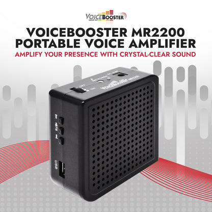 Voicebooster Portable Voice Amplifier for Teachers - 16W Rechargeable Megaphone Speaker & MP3 Player with Wearable Microphone Headset for Classroom, Tour Guide, Elderly, Public Speaking - MR2200