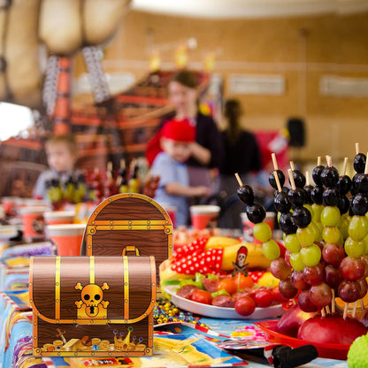 Chinco Treasure Treat Chest Boxes Cardboard Pirate Treasure Chest Party Favor Box Present Goodie Boxes for Halloween Game Pirate Theme Party(24 Pcs,Simple Style)
