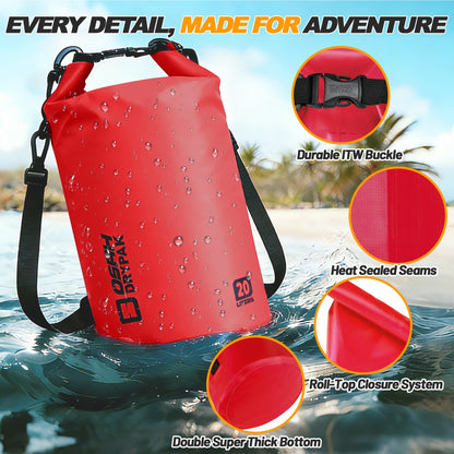 Waterproof Dry Bag, 5L/10L/20L/30L/40L Roll Top Lightweight Storage Backpack with Phone Case for Women & Men, Floating Waterproof Sack for Travel, Swimming, Kayaking, Paddle Board, Camping & Beach