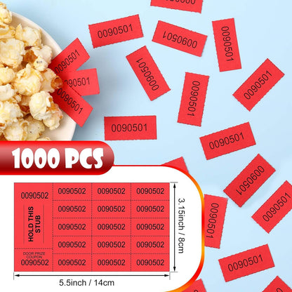 Kosiz 1000 Sheets 15 Bid Raffle Ticket Numbers Auction Tickets for Events & Church (Red)