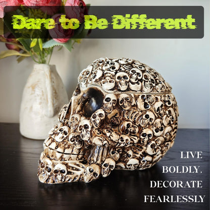 Gothic Skull Storage Box - Decorative Ossuary Design with Hidden Compartment, Hand-Painted Polyresin Skeleton Head Container for Jewelry, Keys & Small Items, Macabre Home Decor Conversation Piece