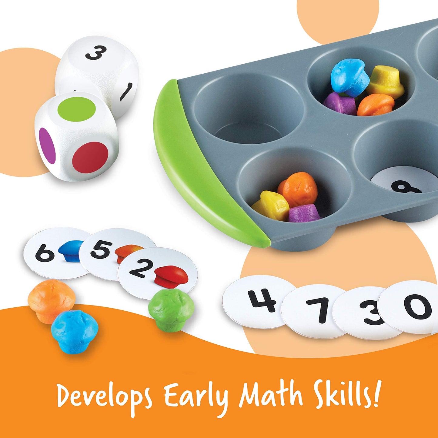 Learning Resources Mini Muffin Match Math Activity Set - 76 Pieces, Ages 3+, Counting Games for Kids, Preschool Toys, Homeschool Montessori Activities, Gifts for Boys and Girls