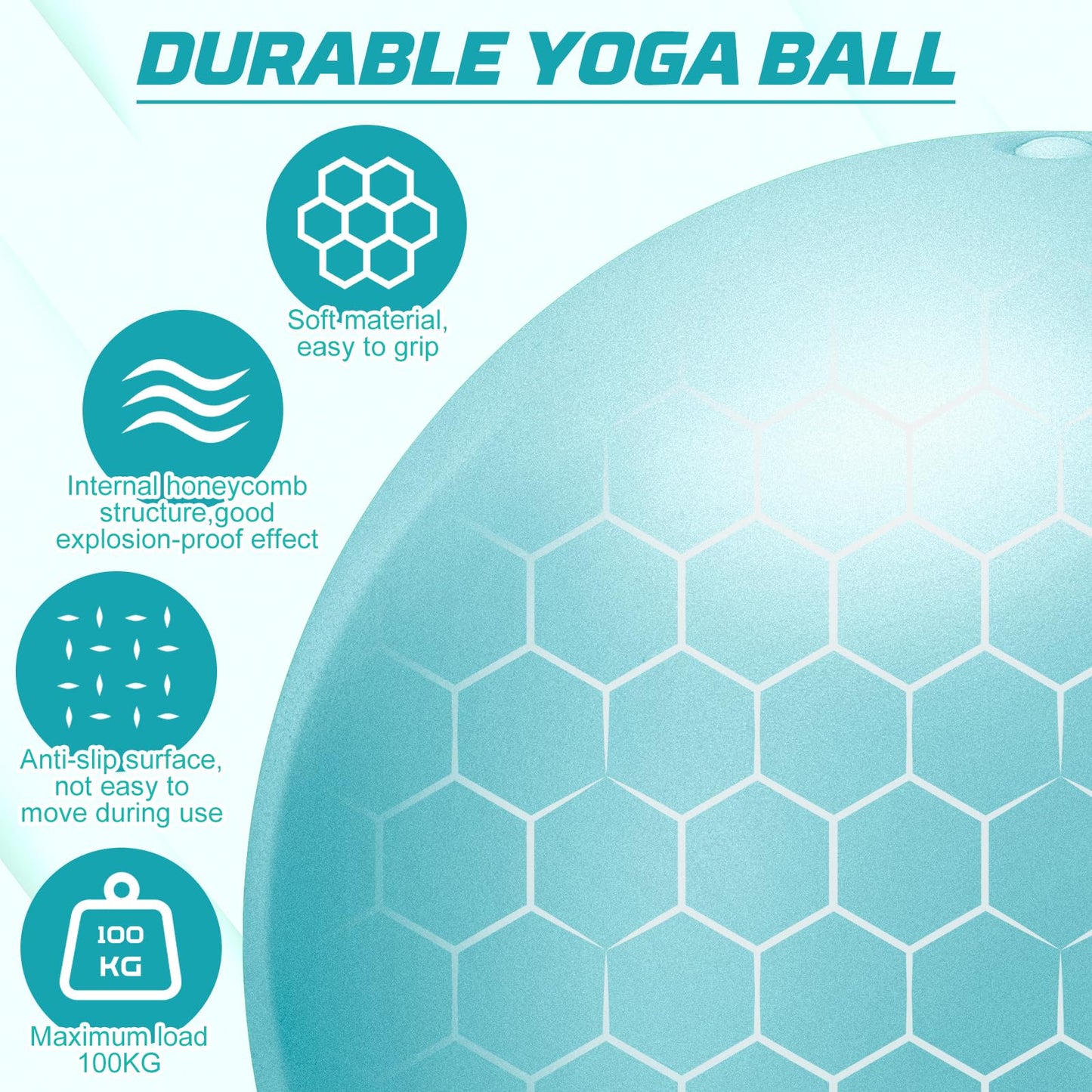 jjshund 25cm Pilates Ball, 9,8 Inch Small Exercise Mini Yoga Gym Ball for Home Gym Pilates, Yoga, Balance, Core Training, Stability, Stretching with Inflation Straw