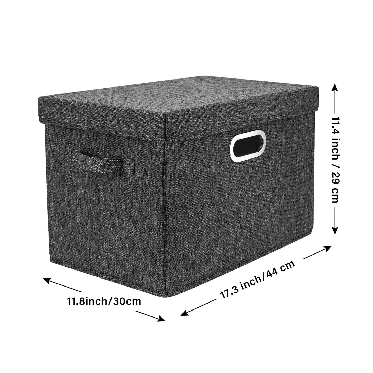 TYEERS Large Storage Bins with Lids, Collapsible, Washable, Fabric Storage Boxes for Organizing, 17.3x11.8x11.4 inches, 5 Pack, Black