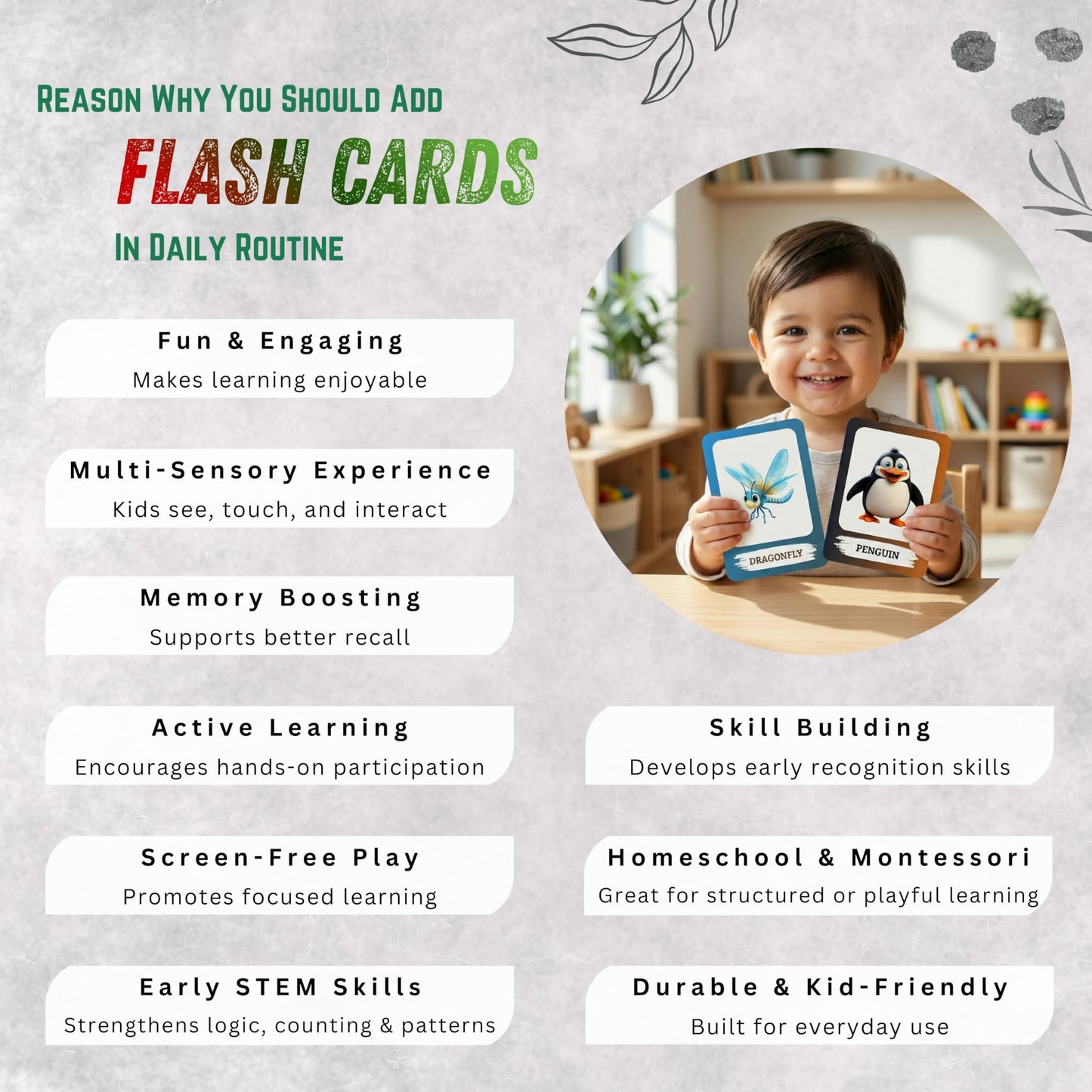 The Biblio Hub Animated Mixed Animals Flashcards – Non-Tearable Synthetic Learning Cards for Toddlers, Preschool & Kindergarten, Double-Sided Set