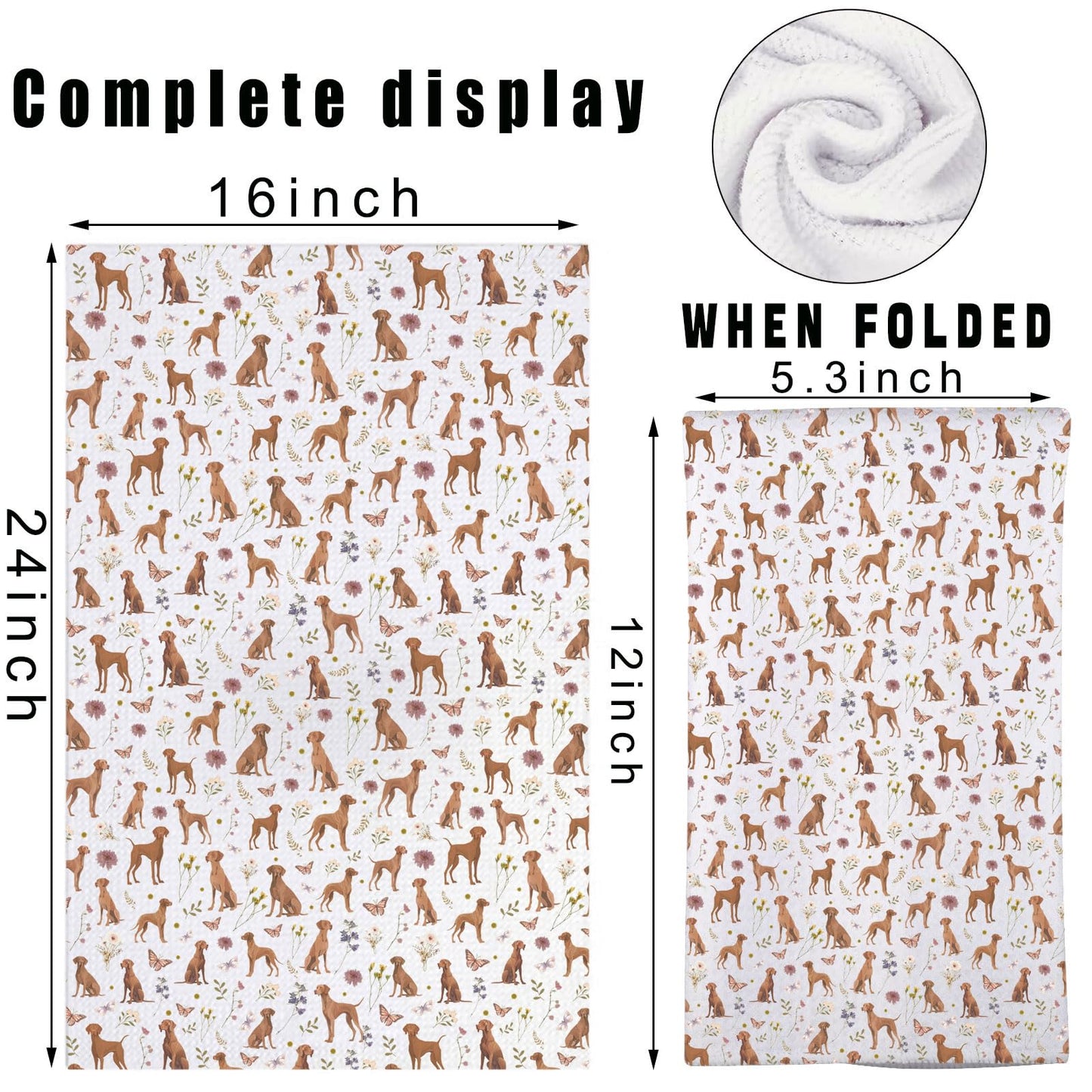 JNIAP Vizsla Dog Kitchen Towels Vizsla Lover Gift Vizsla Mom Gift Vizsla Owner Gift Hungarian Vizsla Dish Towels (Soil thindog kt)