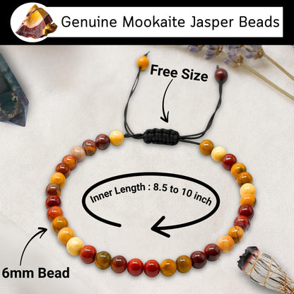 Amazing Gemstone Mookaite Anklet Ankle Bracelets for Women - Waterproof Beaded Healing Crystal Anklets, Plus Size Chakra Gemstone Bead Anklet (Stretchy Adjustable - Plain)