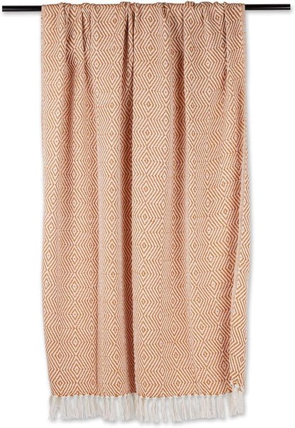 DII Diamond Throw Collection Woven Cotton, 50x60, Pumpkin Spice