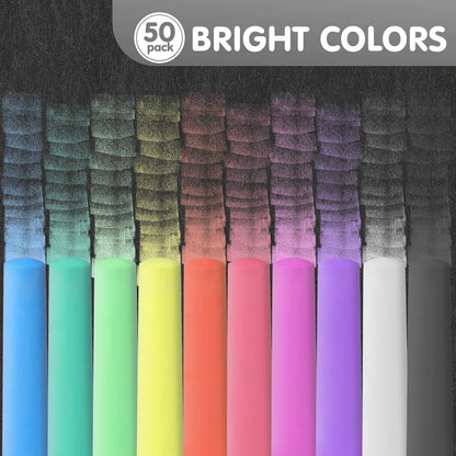 50 Pack Washable Sidewalk Chalks for Kids Non-Toxic Jumbo Chalk for Outdoor Art Play