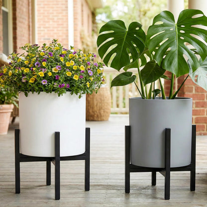 FaithLand Mid Century Plant Stand Indoor Outdoor (EXCLUDING 12" Plant Pot) , Hold Up to 12 Inch Planter, Metal Planter Stand, Potted Plant Holder, Black - Fits Snake Plant - Upgraded Design.
