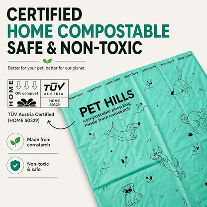 Heavy Duty Compostable Dog Poop Bags – 270 Count, Extra Thick 20 Micron, Leakproof & Unscented, Fits All Dispensers, Plant-Based Cornstarch, TÜV OK Compost HOME Certified