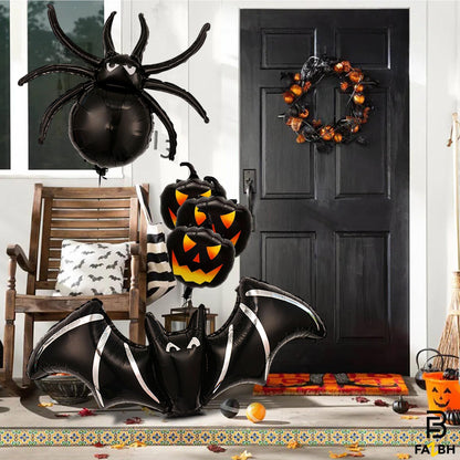 Huge, 47 Inch Spooky Halloween Balloons - Pack of 9 | Black Pumpkin Ballooons, Bat Balloons, 32 Inch Black Spider Balloon | Scary Halloween Party Decorations, Spooky Party Decorations